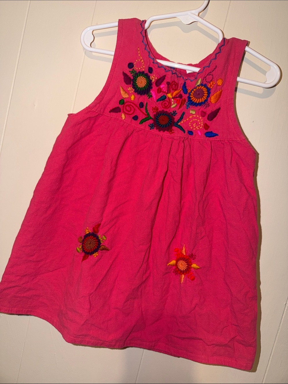 Girls' Pink Embroidered Dress